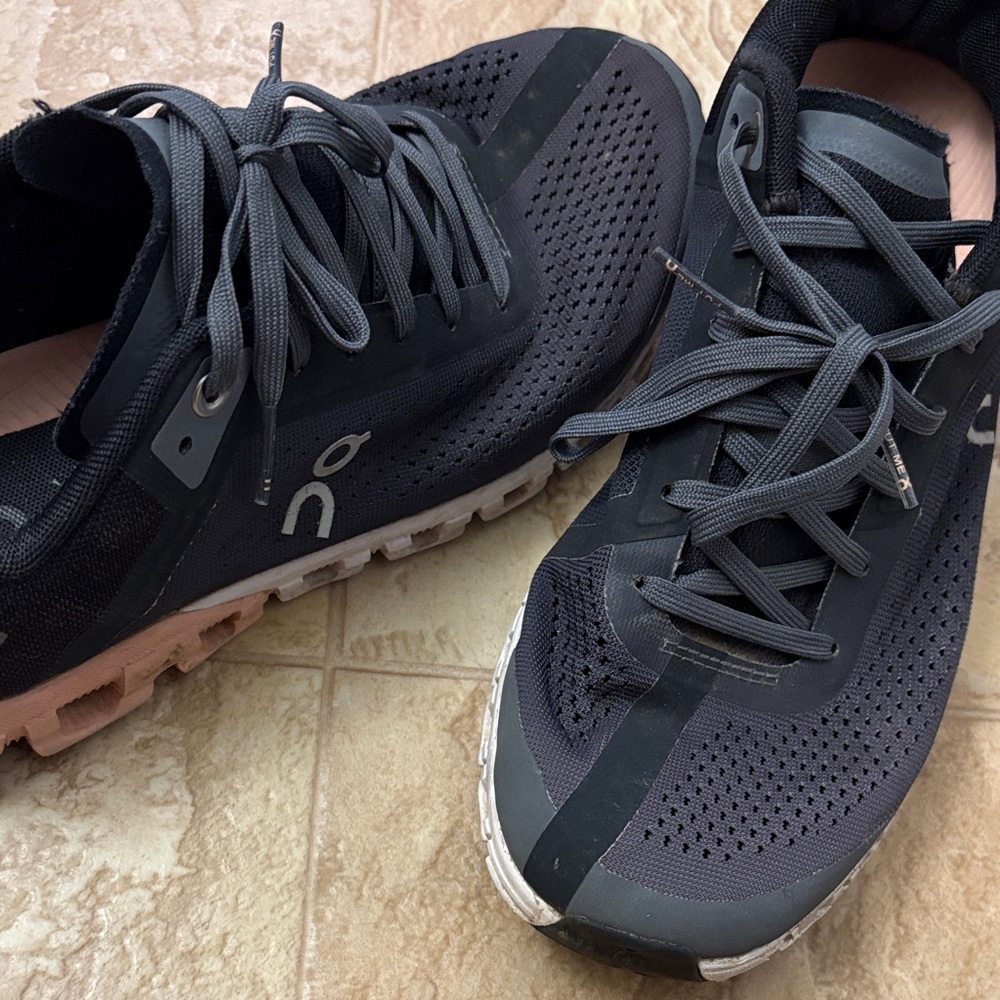 On Running Charcoal and Black Athletic Shoes